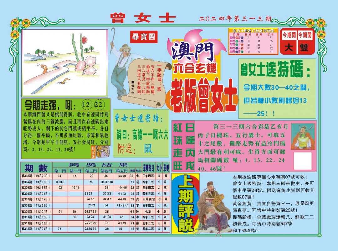 2024313期老版曾女士A