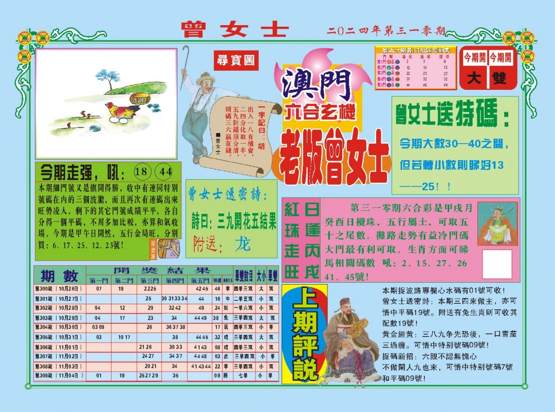 2024310期老版曾女士A