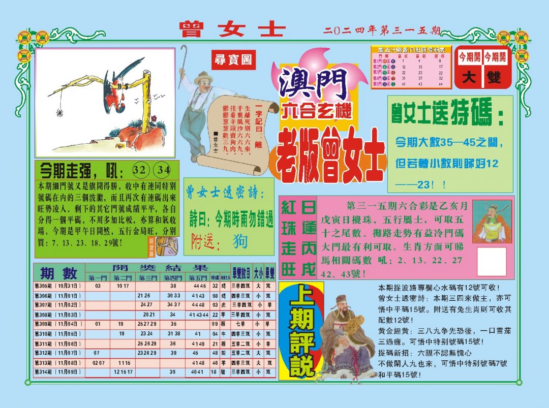 2024315期老版曾女士A