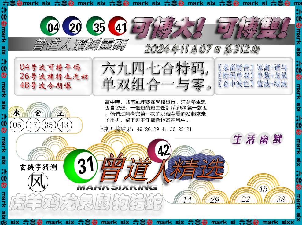 2024312期曾道人精选