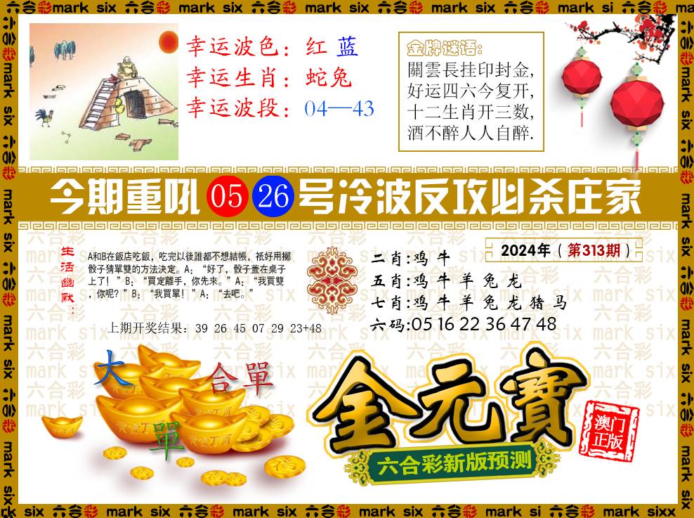 2024313期金元宝