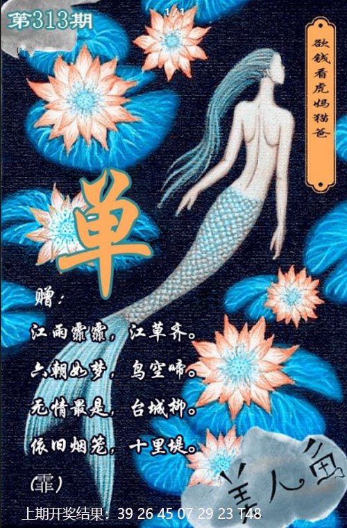 2024313期美人鱼单双中特图