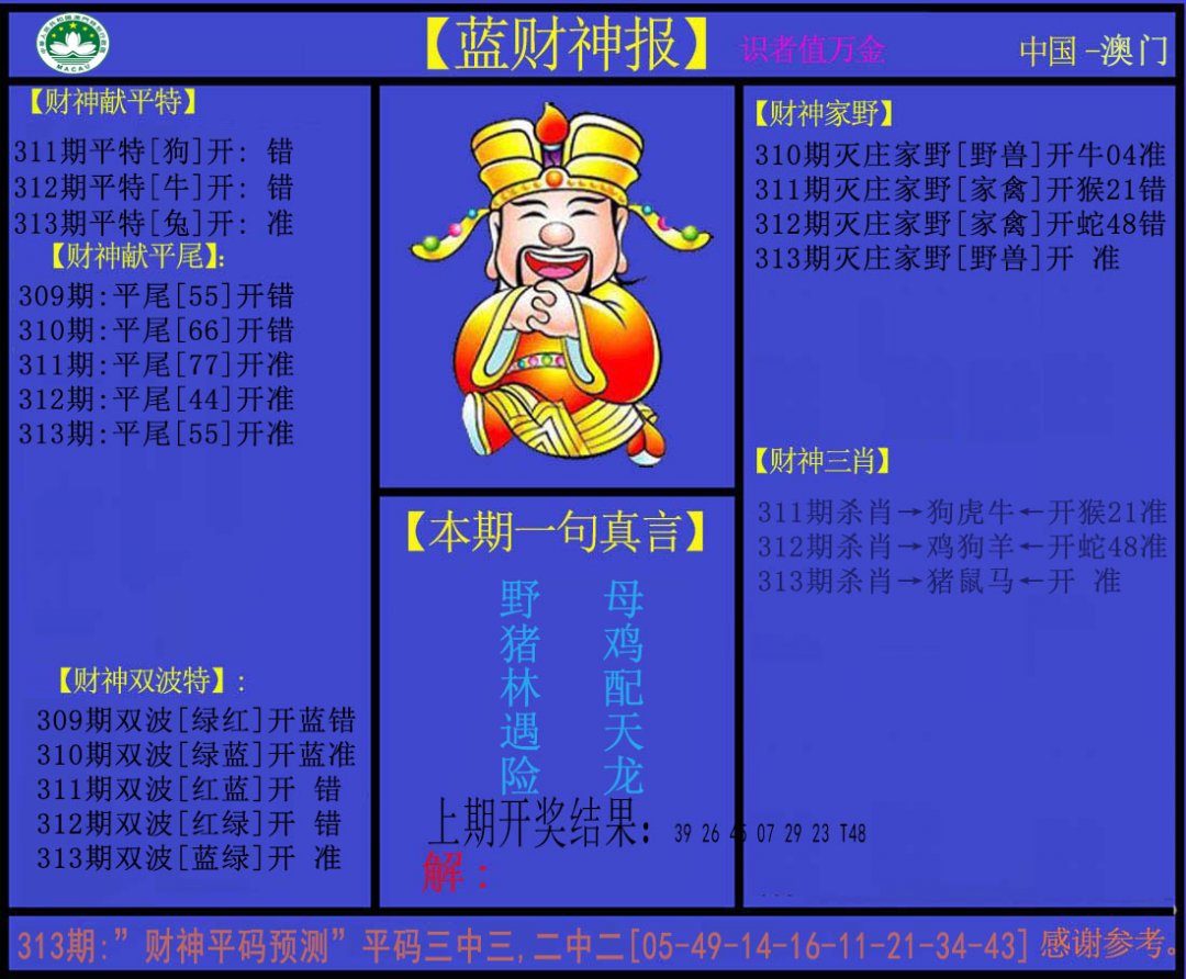 2024313期蓝财神