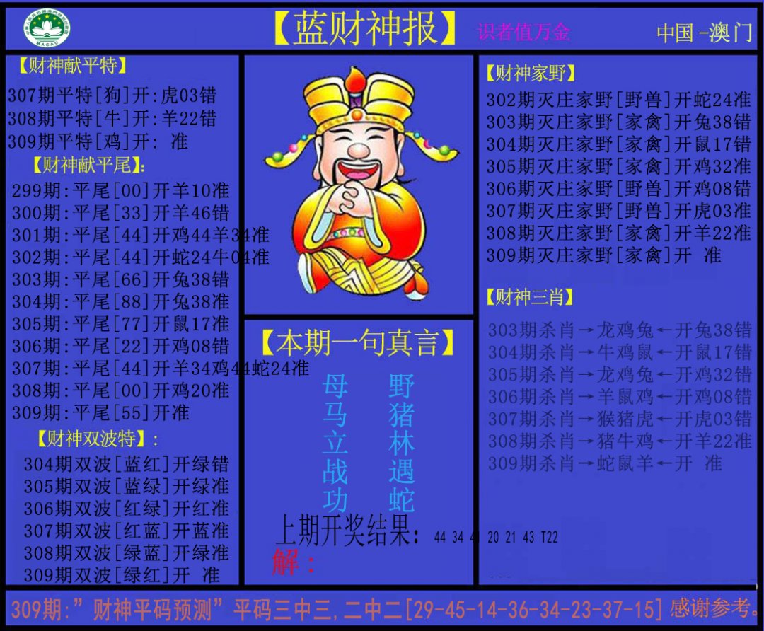 2024309期蓝财神