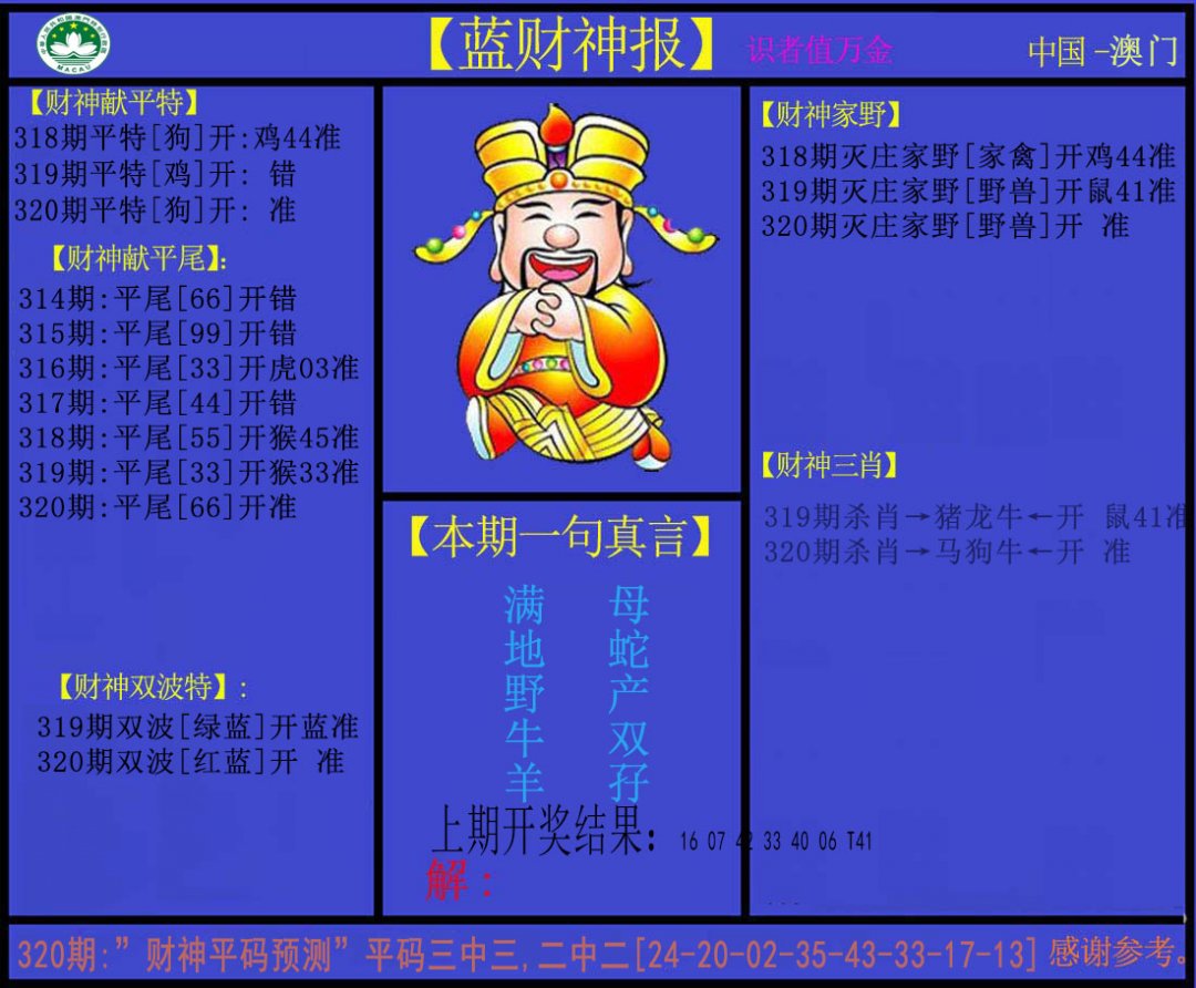 2024320期蓝财神