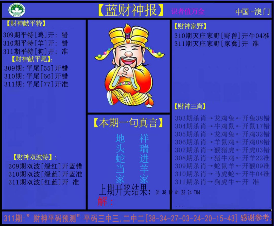 2024311期蓝财神