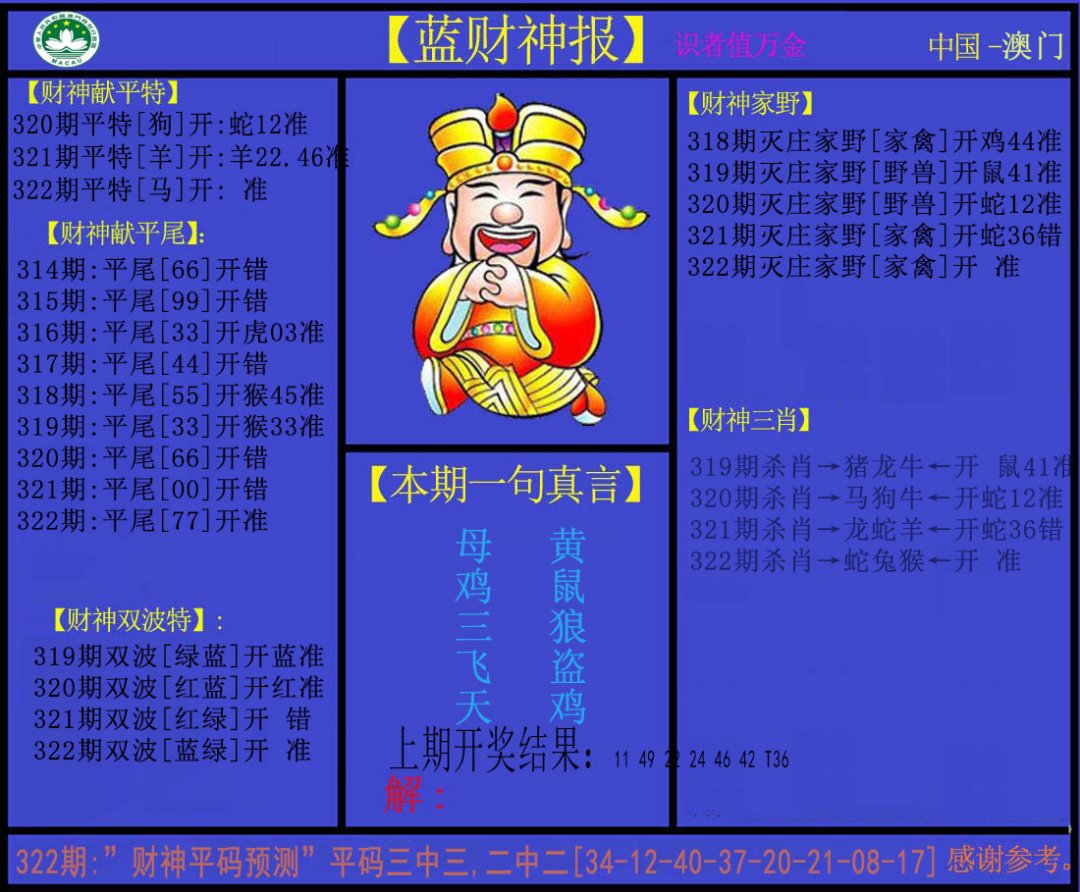2024322期蓝财神