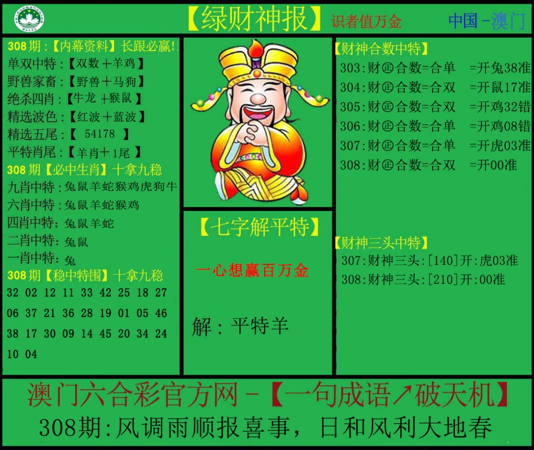 2024308期绿财神