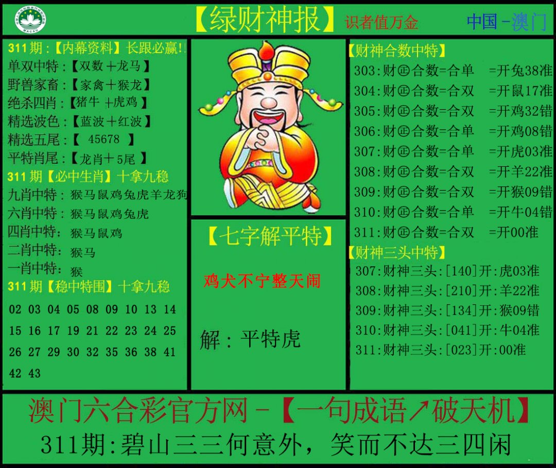 2024311期绿财神