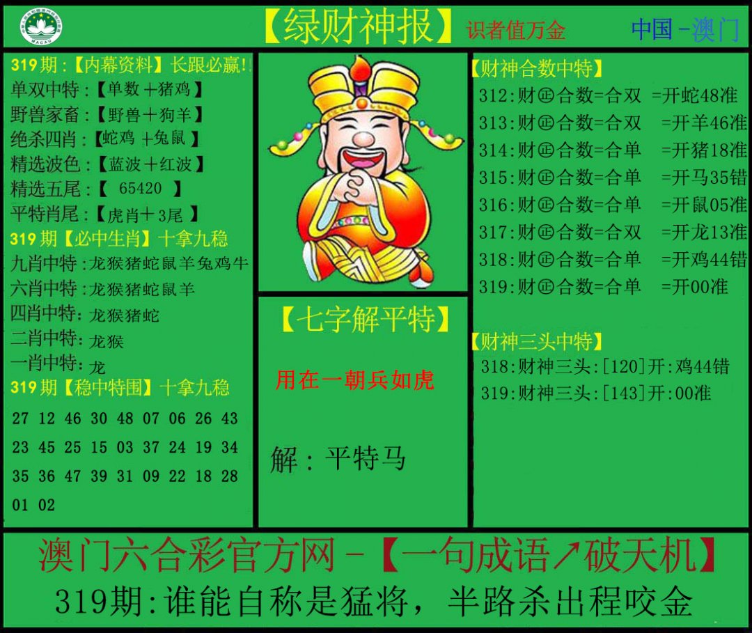 2024319期绿财神
