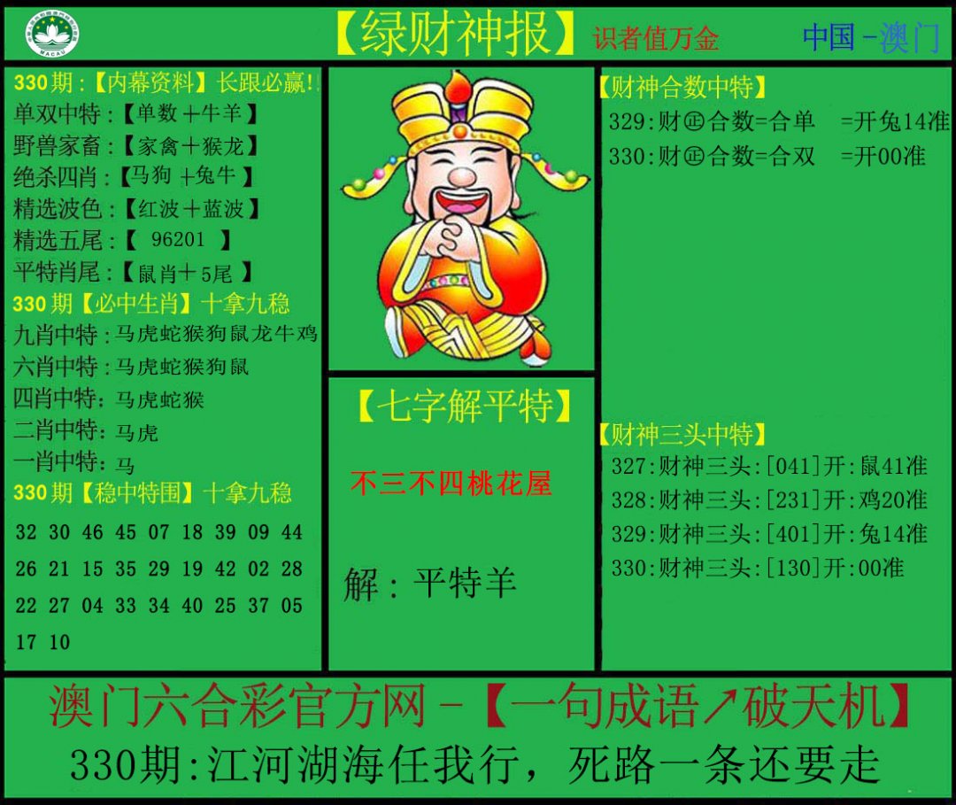2024330期绿财神