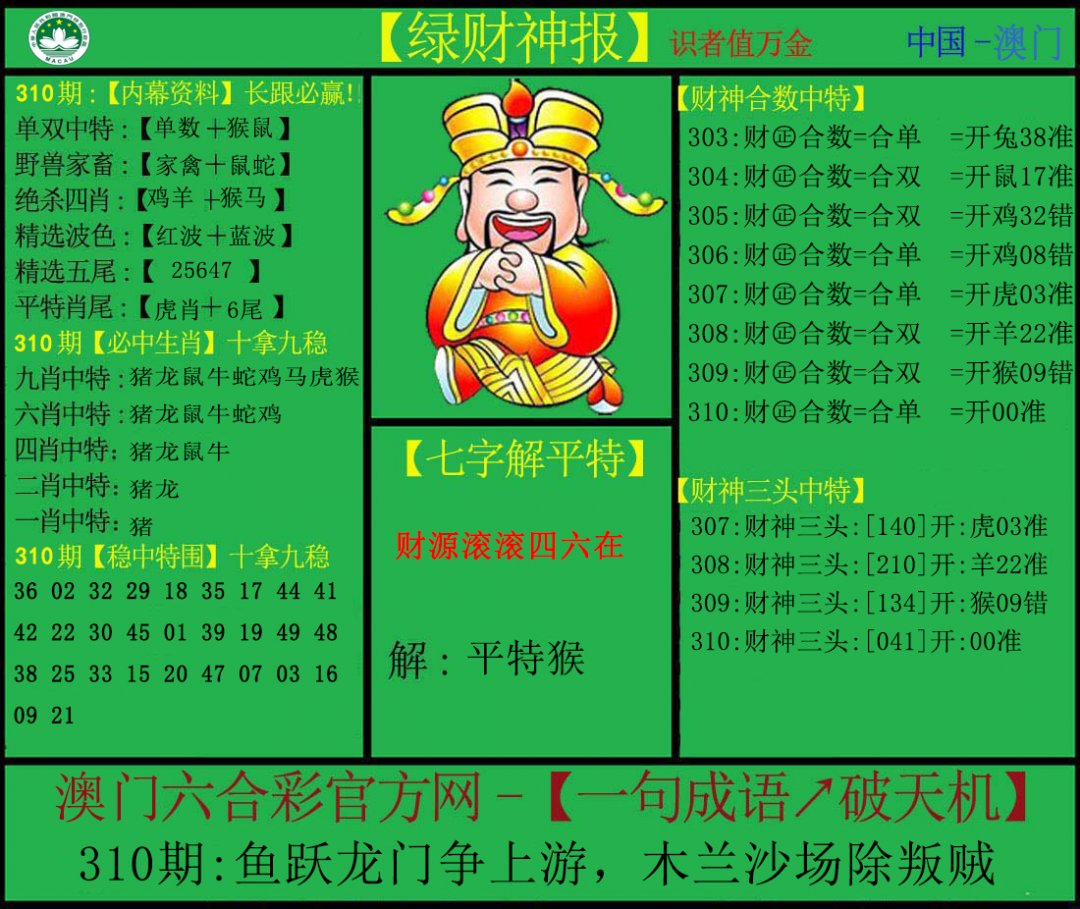 2024310期绿财神