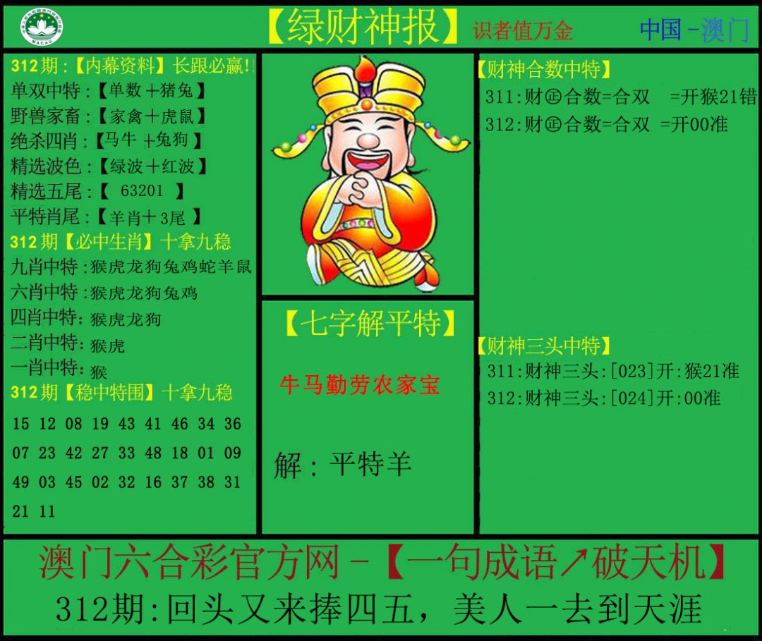 2024312期绿财神