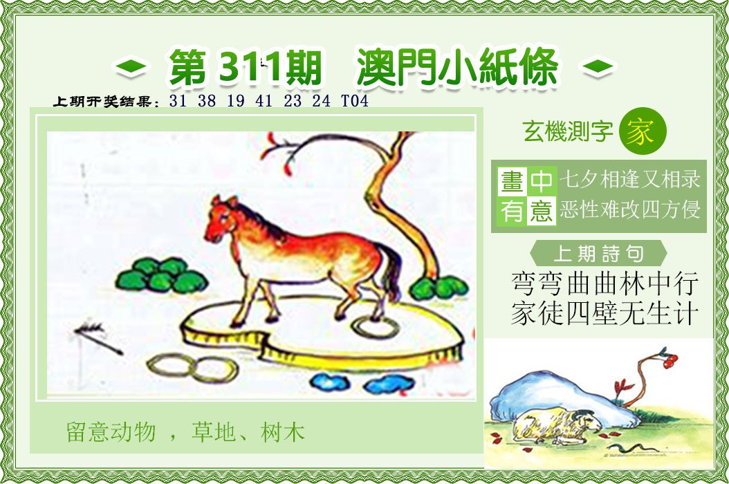 2024311期澳门小纸条