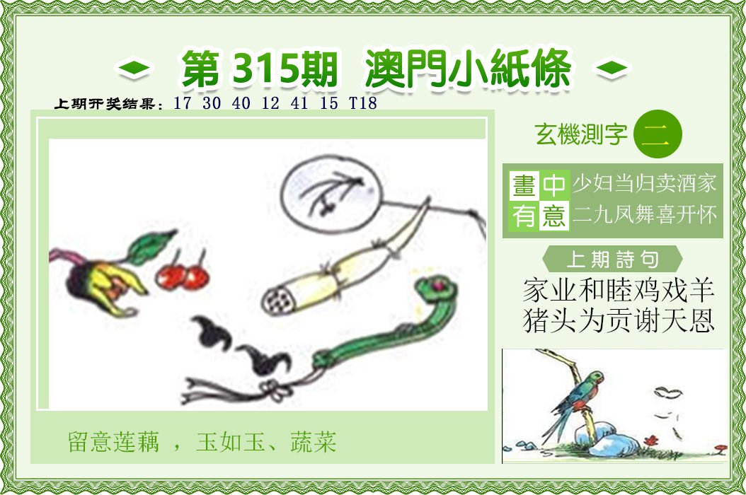 2024315期澳门小纸条