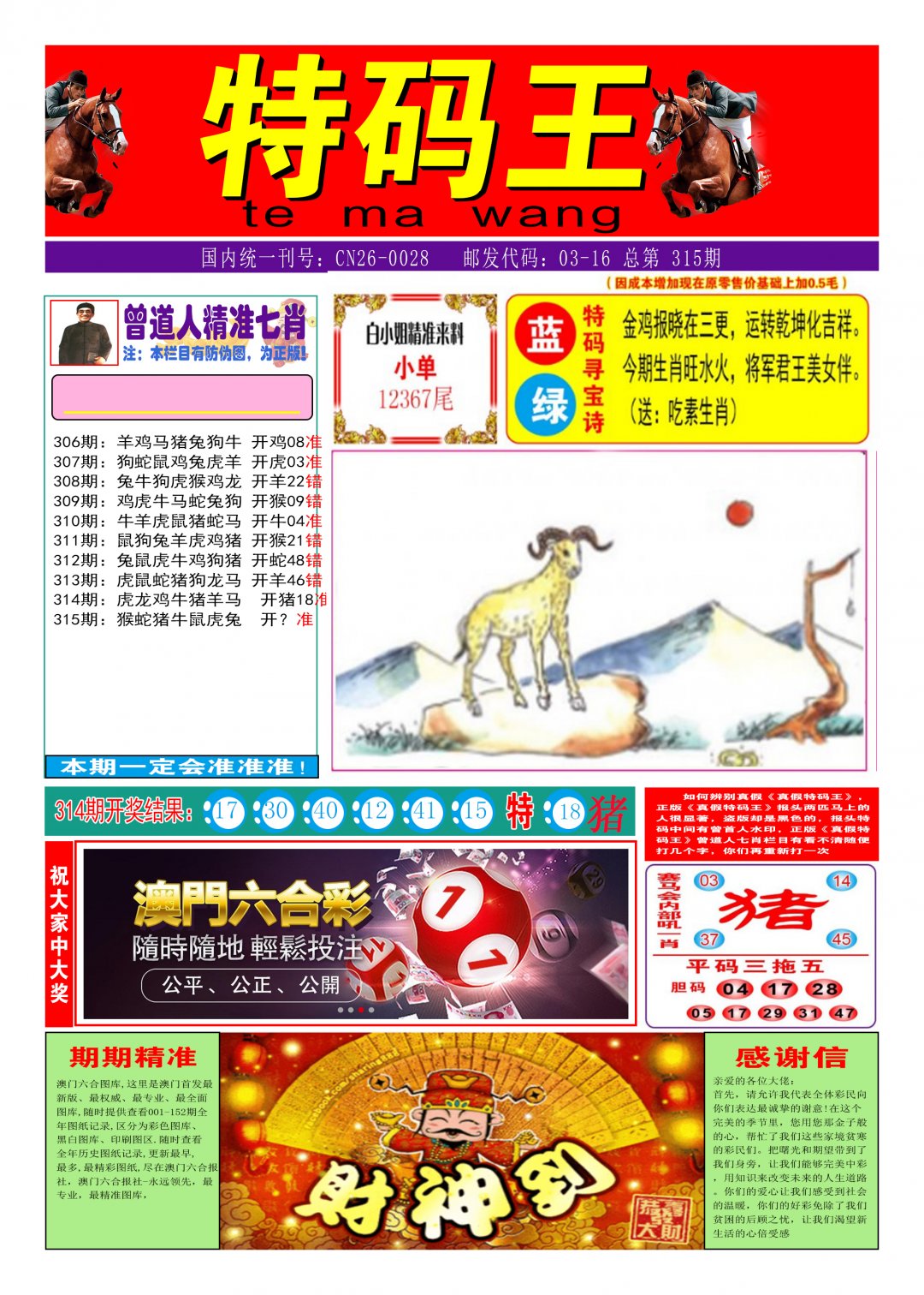 2024315期特码王A