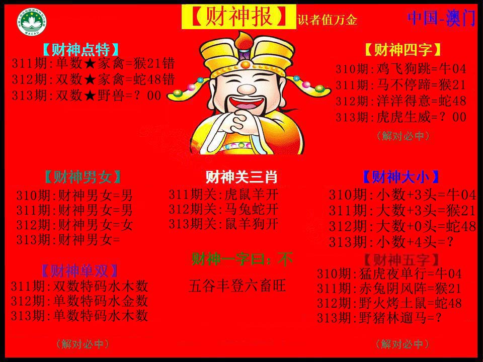 2024313期红财神