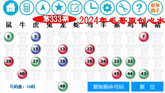 2024333期毛哥心水