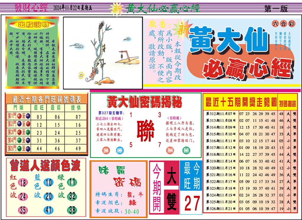 2024327期黄大仙必赢心经A