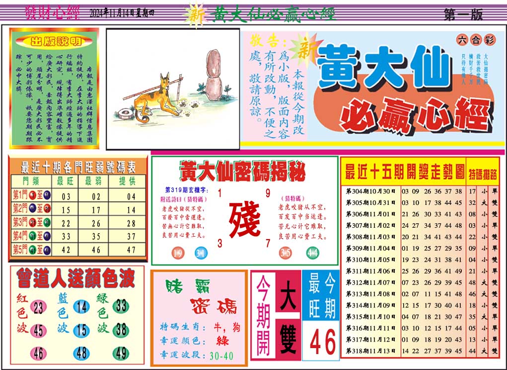 2024319期黄大仙必赢心经A