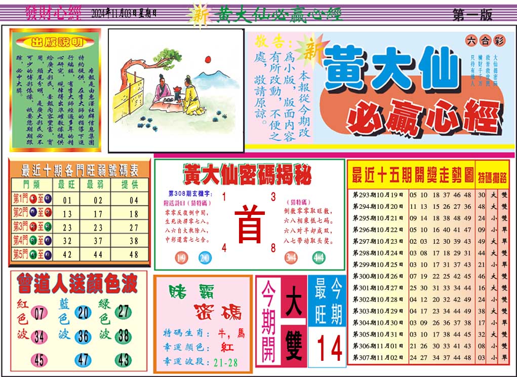 2024308期黄大仙必赢心经A