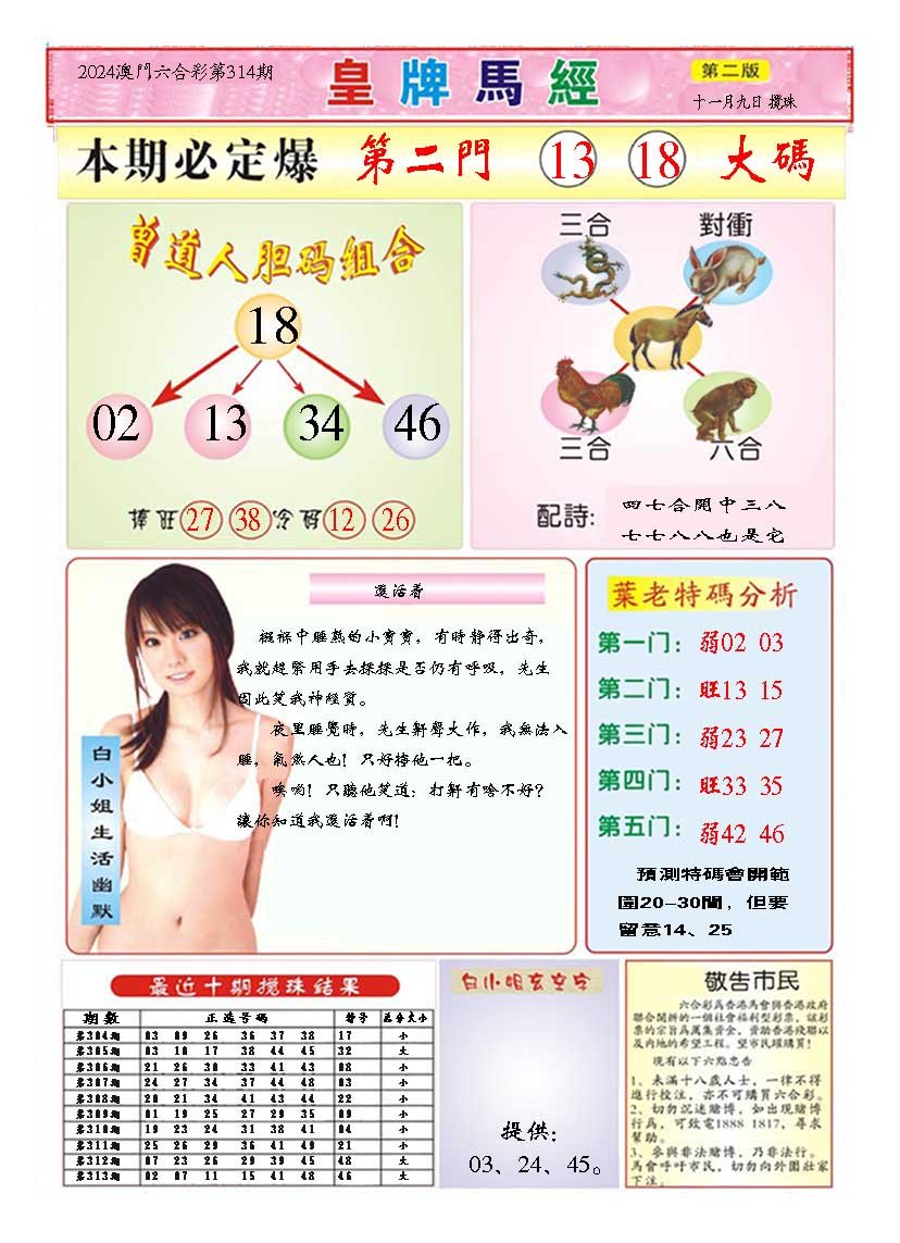 2024314期皇版马经B