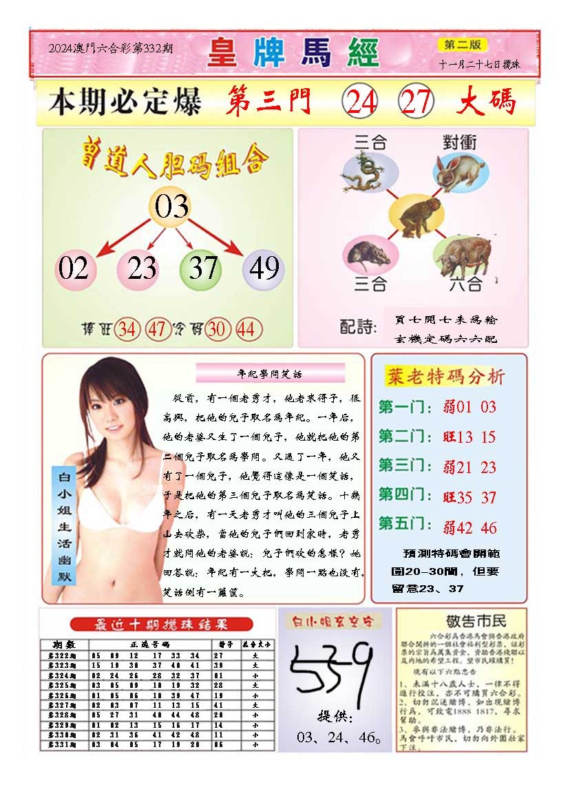 2024332期皇版马经B