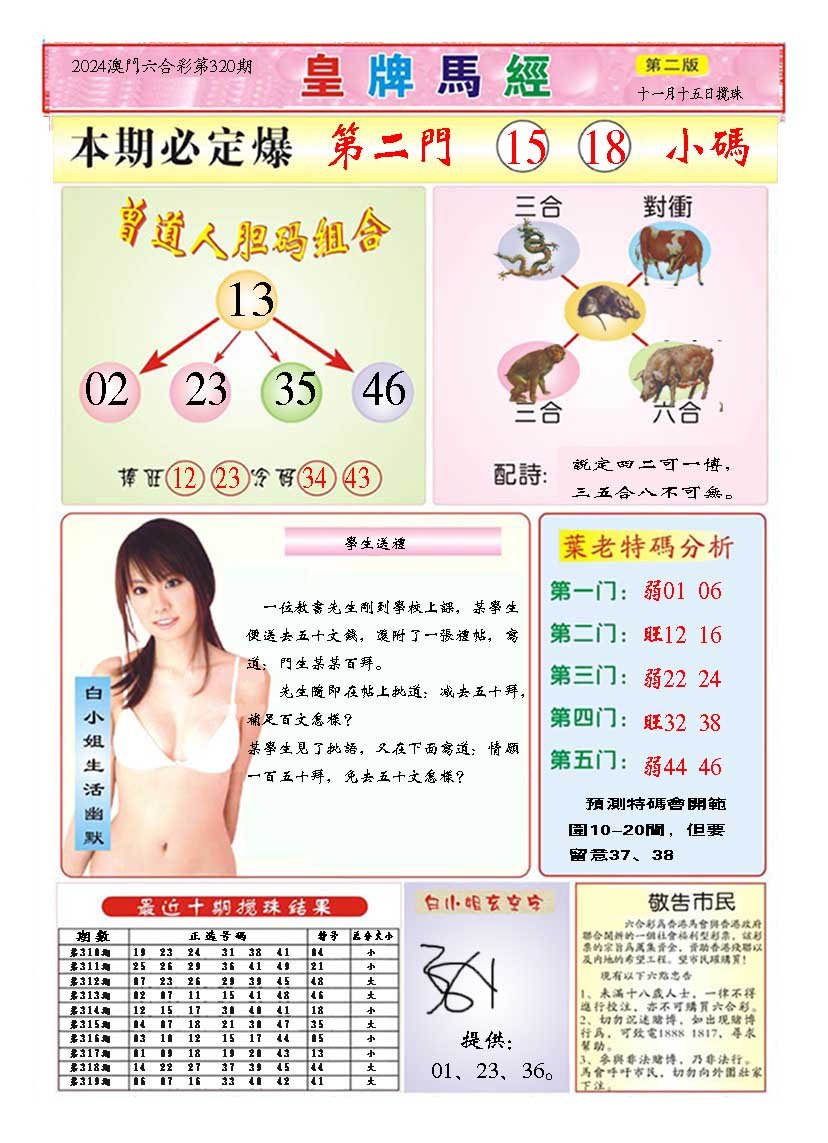 2024320期皇版马经B