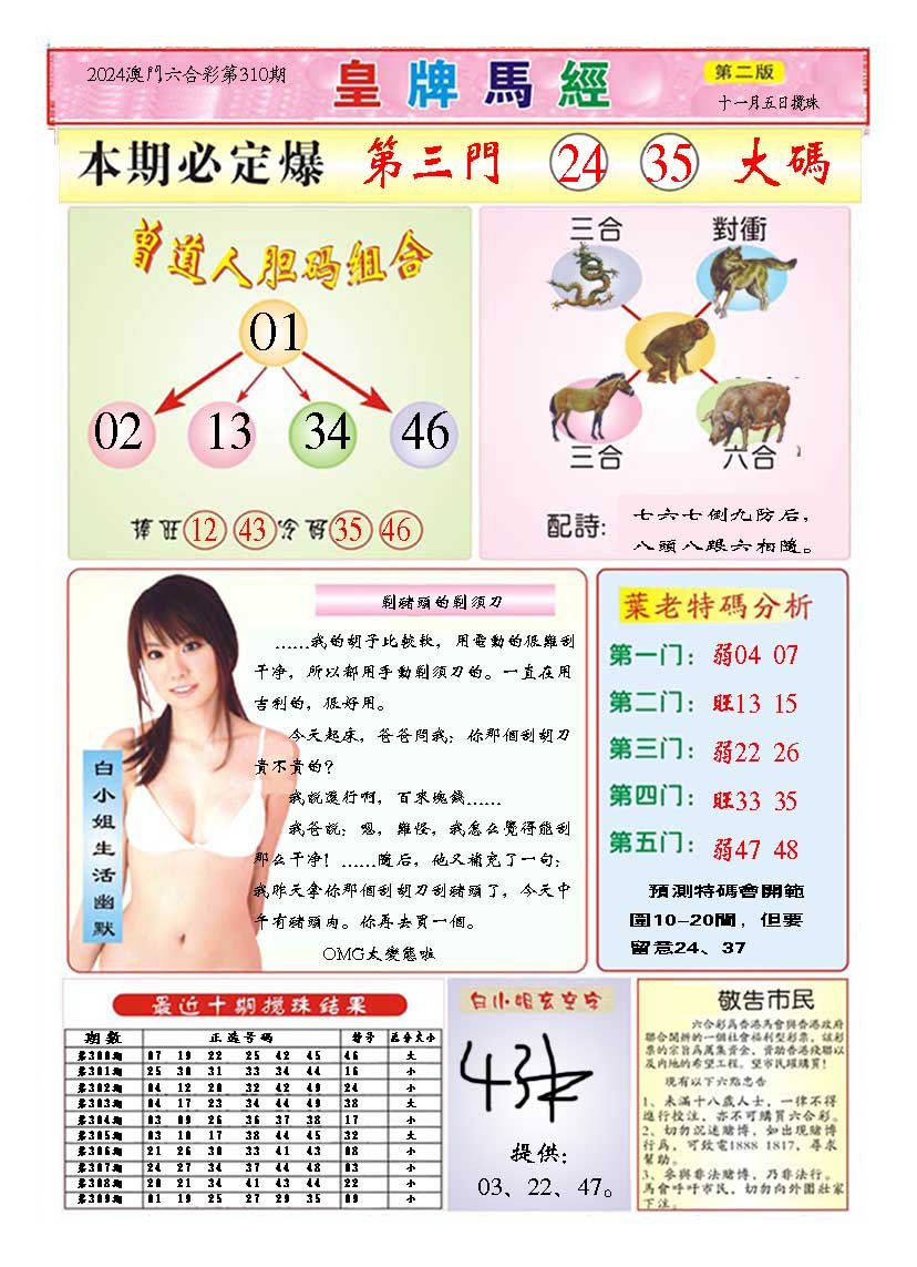 2024310期皇版马经B