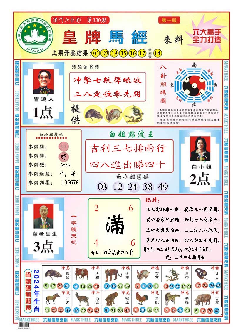 2024330期皇版马经A