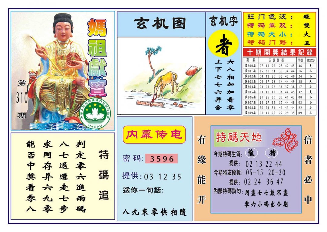 2024310期马祖献宝