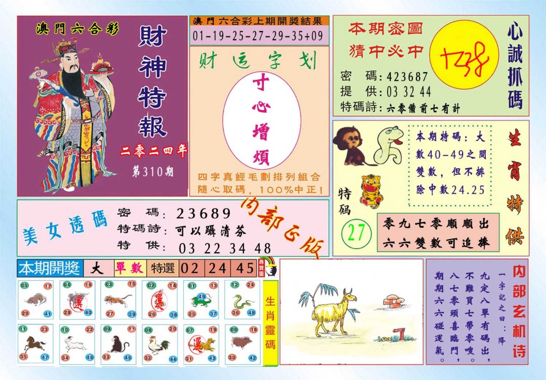 2024310期财神特报