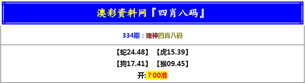 2024334期赌神四肖八码