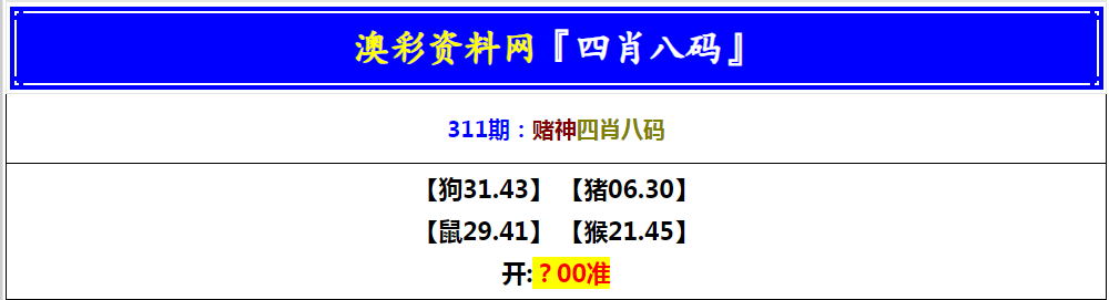 2024311期赌神四肖八码