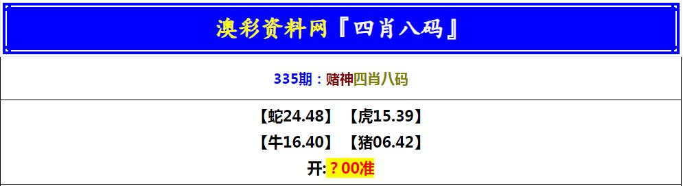 2024335期赌神四肖八码