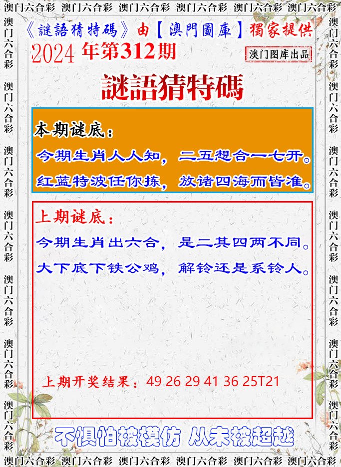 2024312期谜语猜特
