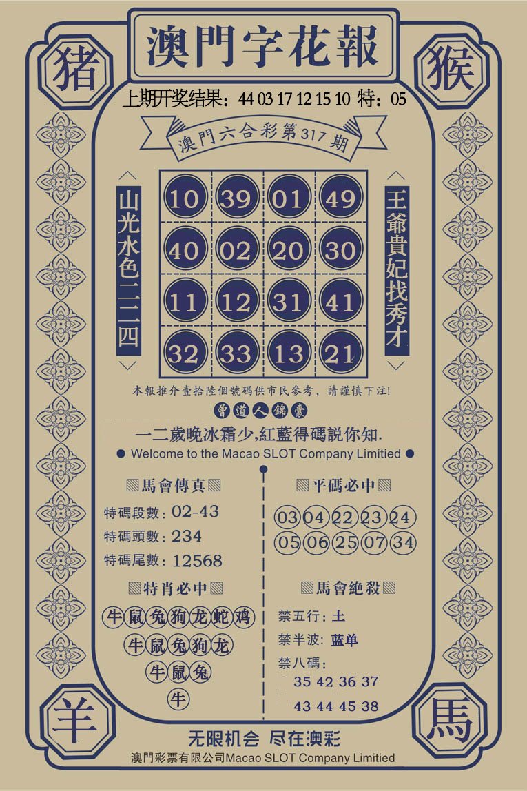 2024317期澳门字花报