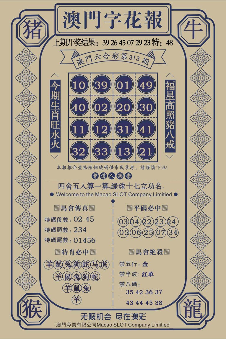 2024313期澳门字花报