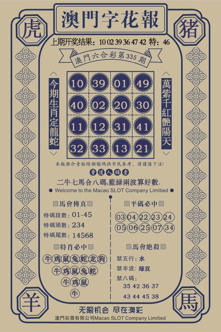 2024335期澳门字花报