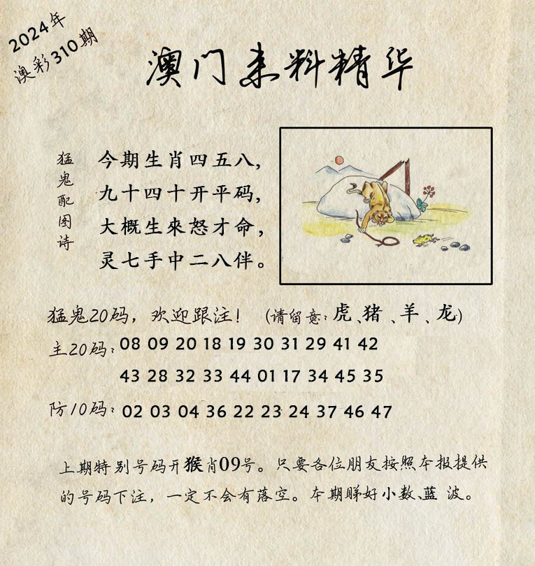 2024310期澳门来料精华