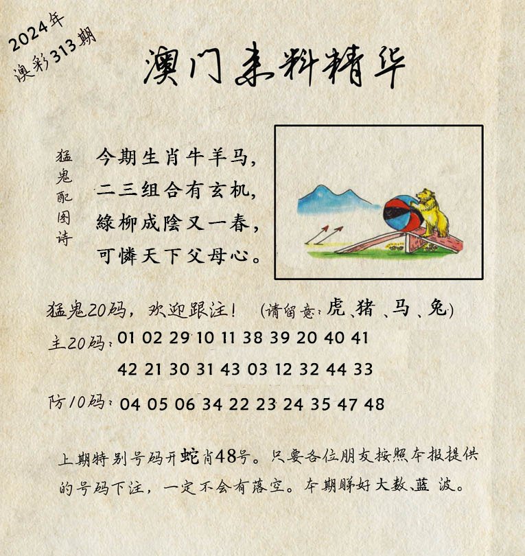 2024313期澳门来料精华