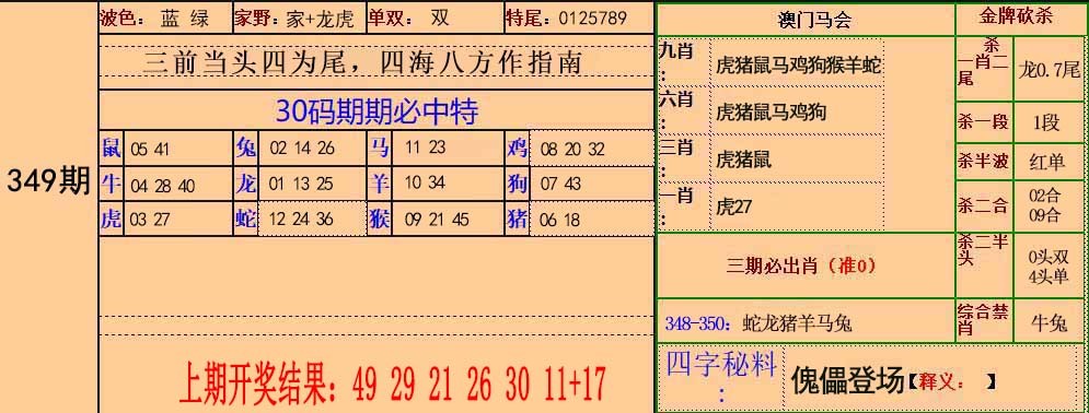 2024349期30码中特