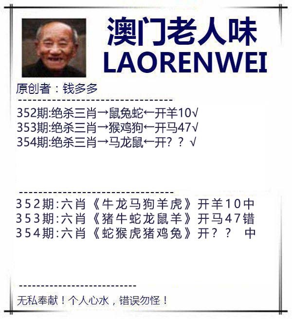 2024354期澳门老人味