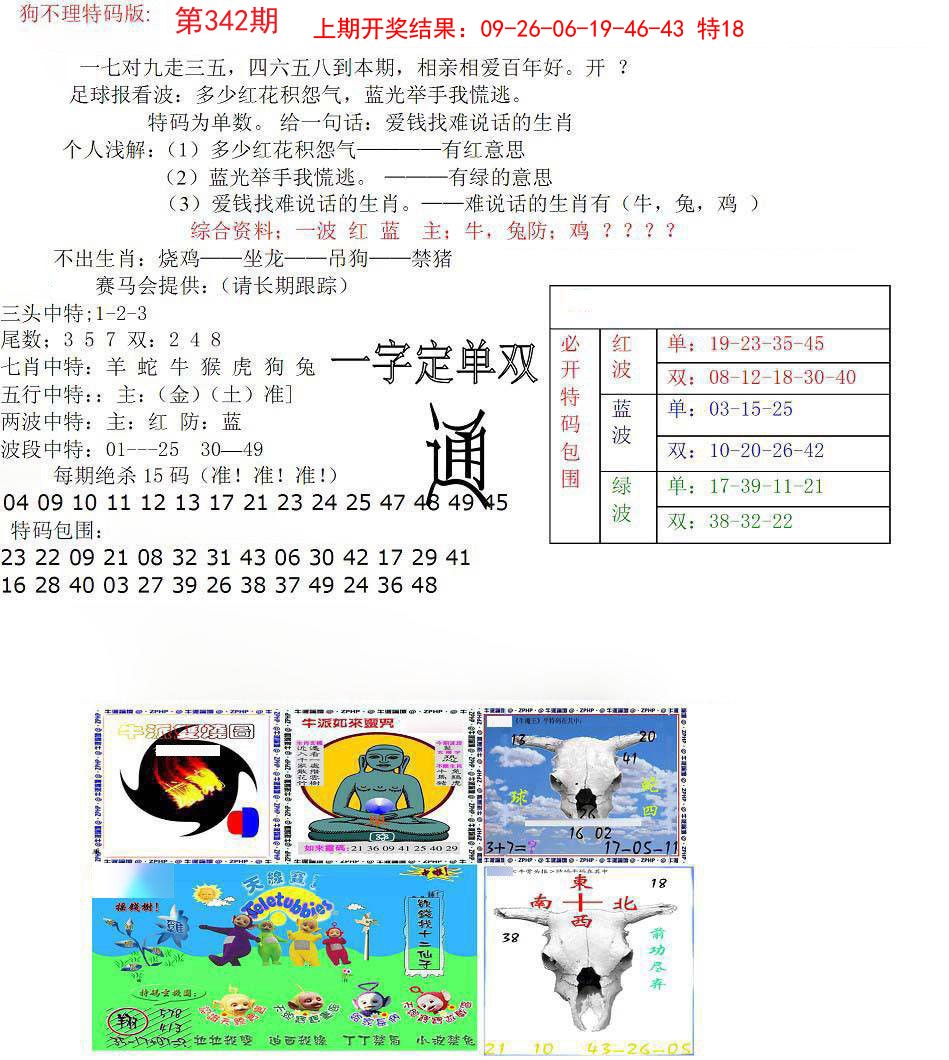 2024342期狗不理特码报