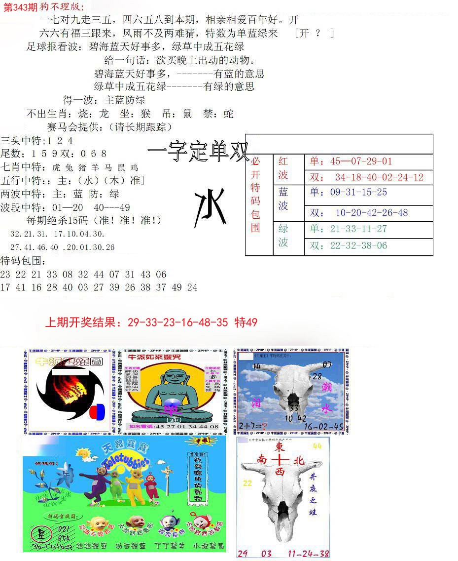 2024343期狗不理特码报