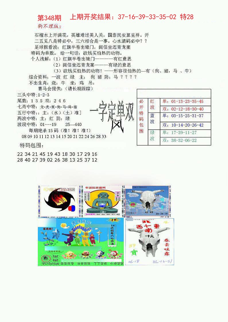 2024348期狗不理特码报