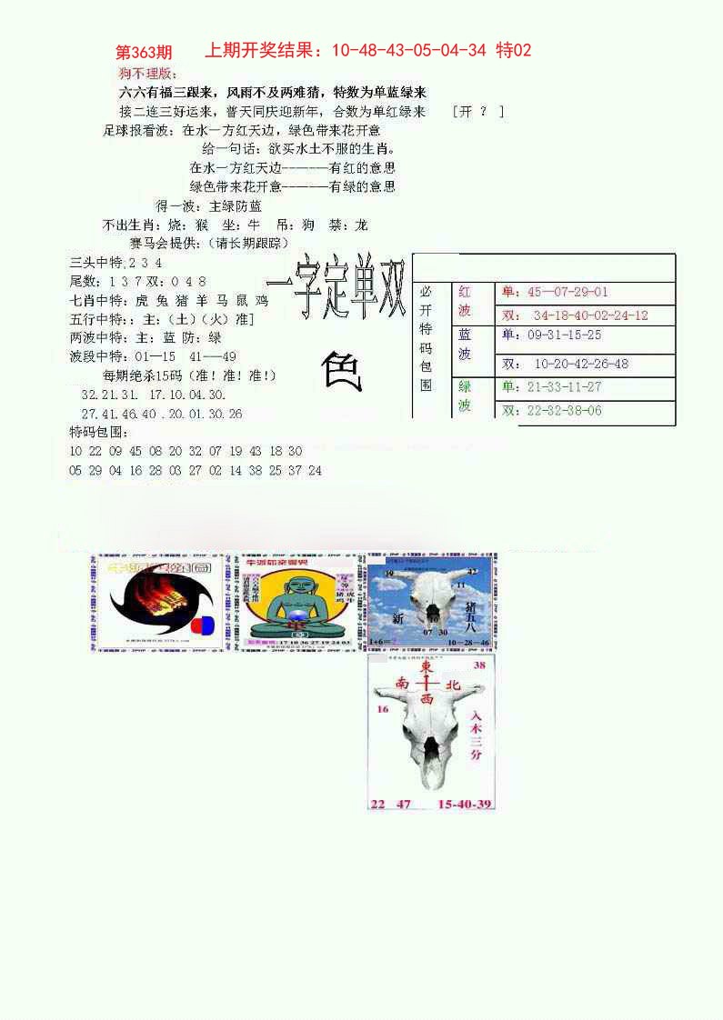 2024363期狗不理特码报