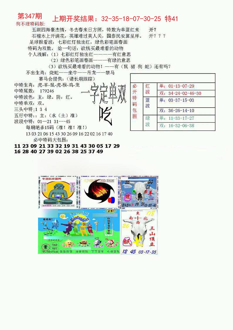 2024347期狗不理特码报