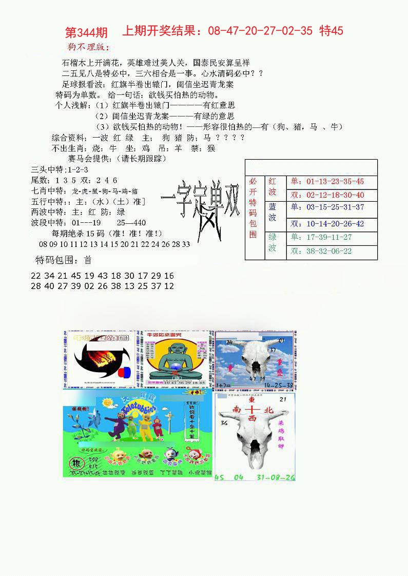 2024344期狗不理特码报