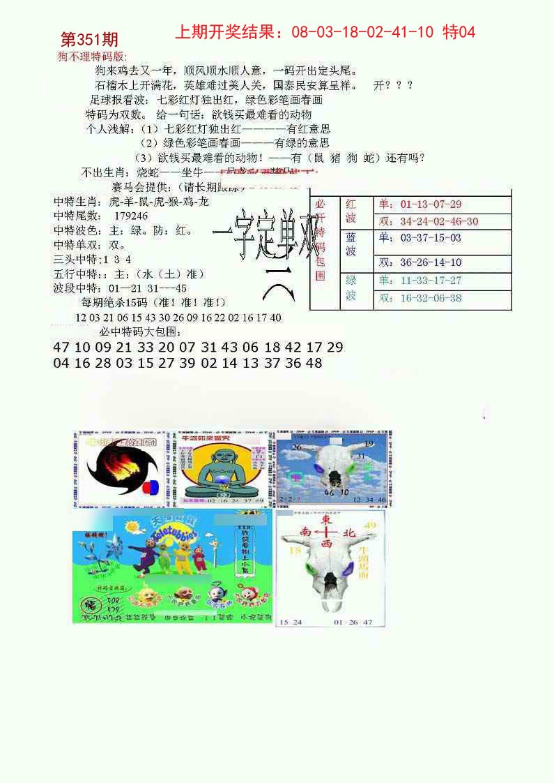2024351期狗不理特码报